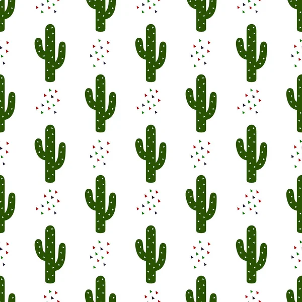 Kaktusar Sömlös Mönster Bakgrund Suckulenter Modern Struktur Vektor Illustration — Stock vektor