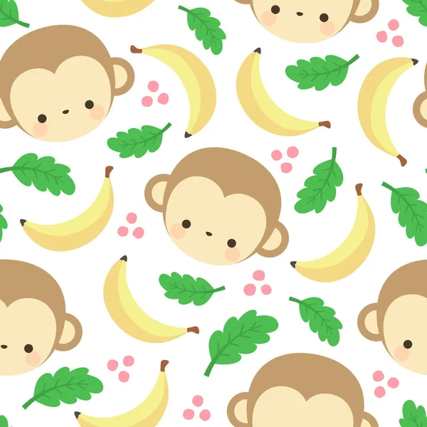 Affen Niedlich Mit Bananen Nahtlose Muster Vektor Illustration Hintergrund — Stockvektor