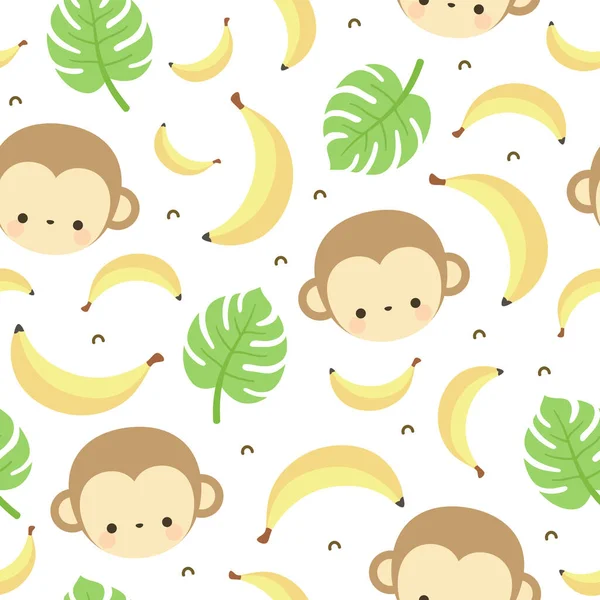 Apor Söt Med Bananer Sömlösa Mönster Vektor Illustration Bakgrund — Stock vektor