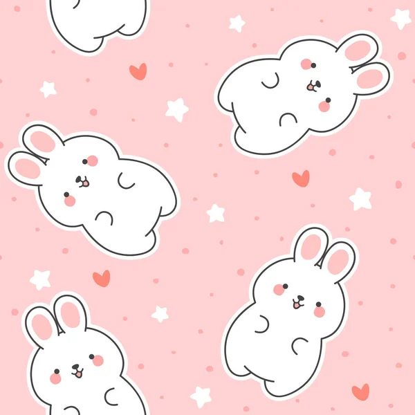 Lindo Patrón Conejos Fondo Sin Costuras Dibujos Animados Dibujados Mano — Vector de stock
