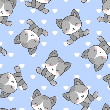 Cat Pürüzsüz Düzen Arkaplanı. çizgi film kedi yavrusu vektör çizimi 