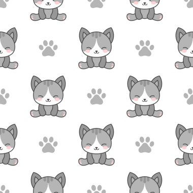 Cat Pürüzsüz Düzen Arkaplanı. çizgi film kedi yavrusu vektör çizimi 