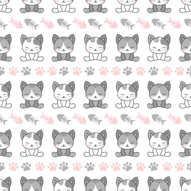 Cat Pürüzsüz Düzen Arkaplanı. çizgi film kedi yavrusu vektör çizimi 