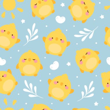 Piliç deseni kusursuz arka plan, hayvan karikatürü çizimi