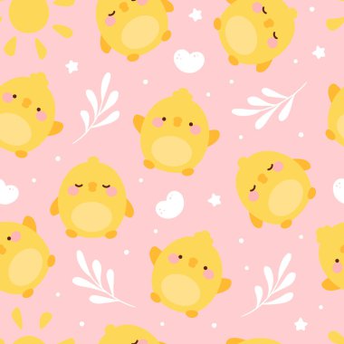 Piliç deseni kusursuz arka plan, hayvan karikatürü çizimi