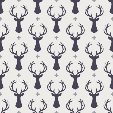 Geyik desensiz arka plan, geyik kafası silueti boynuzları, modern İskandinav arka planı, İskandinav tarzı