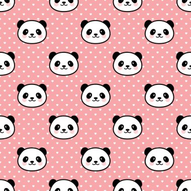 Şirin Panda Kusursuz Desen, Vektör illüstrasyonu