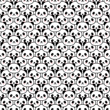 Şirin Panda Kusursuz Desen, Vektör illüstrasyonu