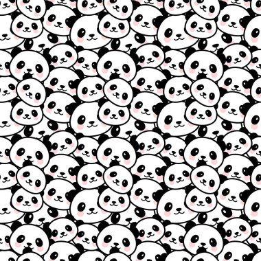 Şirin Panda Kusursuz Desen, Vektör illüstrasyonu