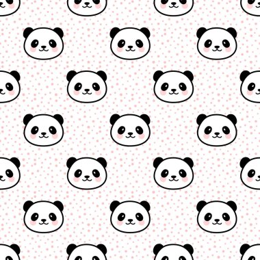 Şirin Panda Kusursuz Desen, Vektör illüstrasyonu