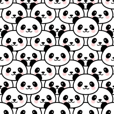 Şirin Panda Kusursuz Desen, Vektör illüstrasyonu