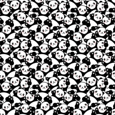 Şirin Panda Kusursuz Desen, Vektör illüstrasyonu