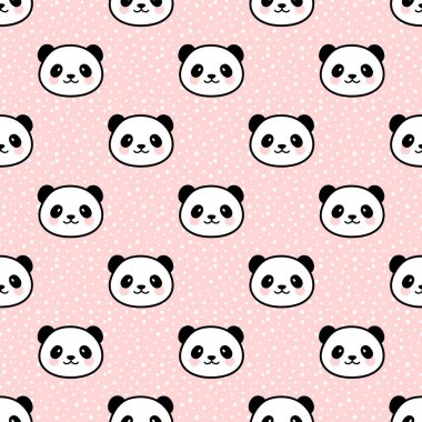 Şirin Panda Kusursuz Desen, Vektör illüstrasyonu