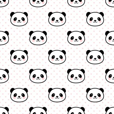 Şirin Panda Kusursuz Desen, Vektör illüstrasyonu