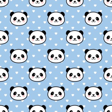 Şirin Panda Kusursuz Desen, Vektör illüstrasyonu