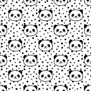 Şirin Panda Kusursuz Desen, Vektör illüstrasyonu
