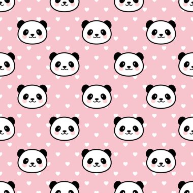 Şirin Panda Kusursuz Desen, Vektör illüstrasyonu