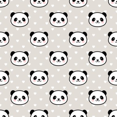 Şirin Panda Kusursuz Desen, Vektör illüstrasyonu