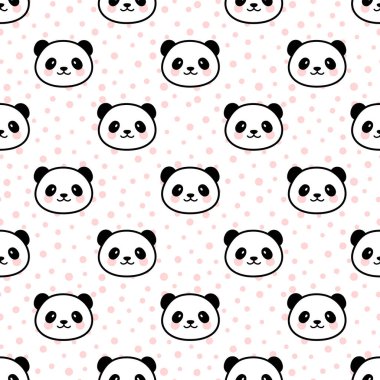 Şirin Panda Kusursuz Desen, Vektör illüstrasyonu