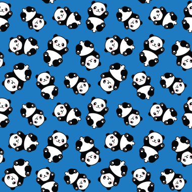 Şirin Panda Kusursuz Desen, Vektör illüstrasyonu