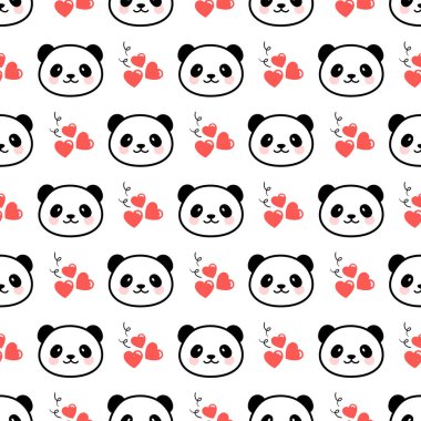 Şirin Panda Kusursuz Desen, Vektör illüstrasyonu