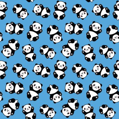 Şirin Panda Kusursuz Desen, Vektör illüstrasyonu