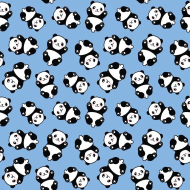 Şirin Panda Kusursuz Desen, Vektör illüstrasyonu