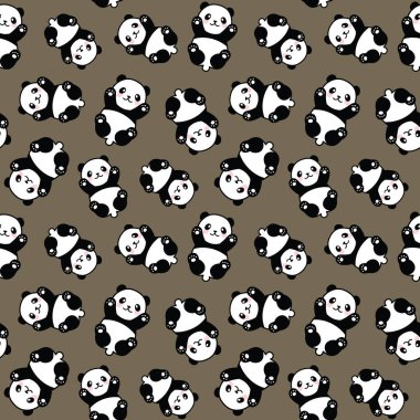 Şirin Panda Kusursuz Desen, Vektör illüstrasyonu