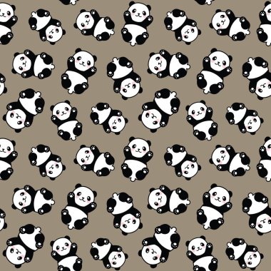 Şirin Panda Kusursuz Desen, Vektör illüstrasyonu