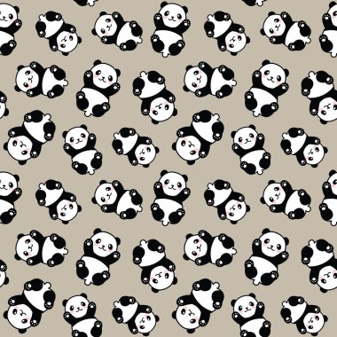 Şirin Panda Kusursuz Desen, Vektör illüstrasyonu