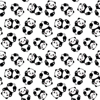 Şirin Panda Kusursuz Desen, Vektör illüstrasyonu