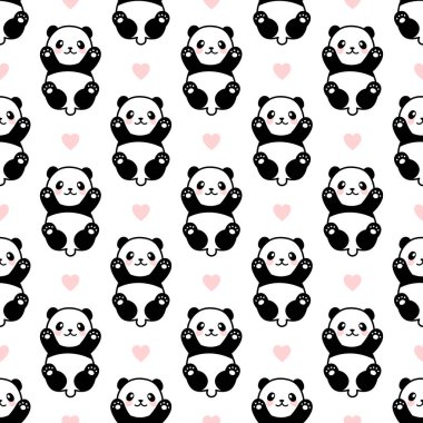 Şirin Panda Kusursuz Desen, Vektör illüstrasyonu