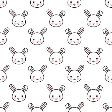 Sevimli tavşan desensiz arka plan, basit el çizimi vektör çizimi