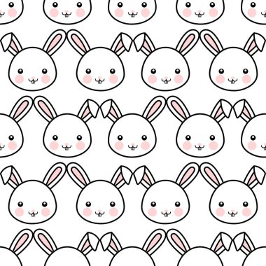 Sevimli tavşan desensiz arka plan, basit el çizimi vektör çizimi