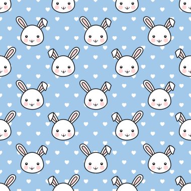 Kalpsiz sevimli tavşan arka planı, basit el çizimi vektör çizimi.