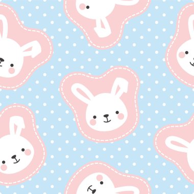 Noktasız arkaplanı olan sevimli tavşan tavşanı, basit el çizimi vektör çizimi