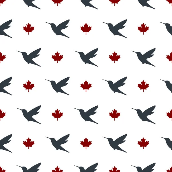 Vogel Und Ahorn Silhouette Nahtlose Muster Hintergrund Moderne Einfache Vektorillustration — Stockvektor
