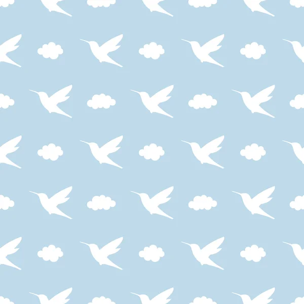 Bird Cloud Silhouette Seamless Pattern Background Modern Simple Vector Illustration — Stock Vector