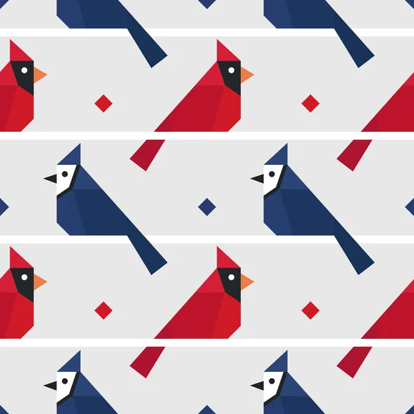 Roter Kardinal Und Blauer Eichelhäher Nahtlose Muster Vektor Illustration Hintergrund — Stockvektor
