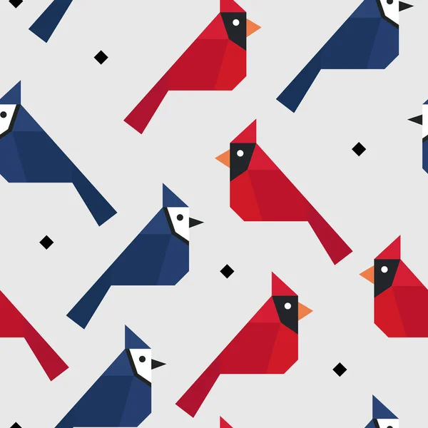 Red Cardinal Blue Jay Seamless Pattern Vector Illustration Background — Stock Vector