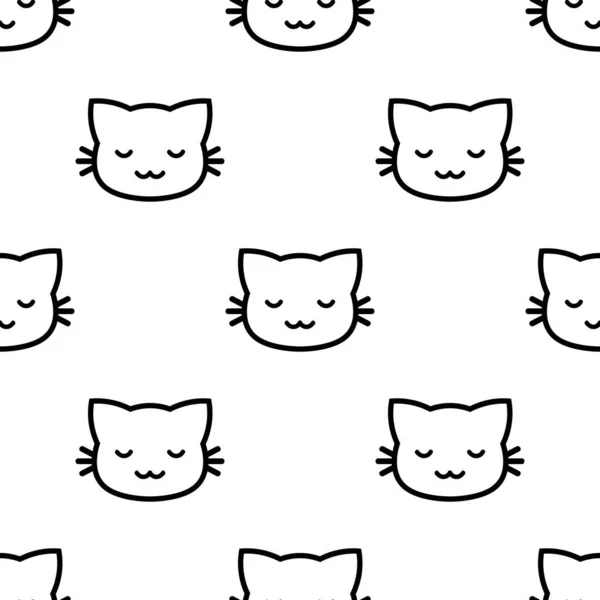 Fondo Patrón Inconsútil Gato Dibujos Animados Gatito Vector Ilustración — Archivo Imágenes Vectoriales
