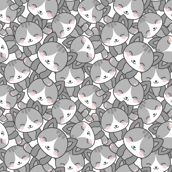 猫のシームレスなパターンの背景 漫画子猫ベクトルイラスト — ストックベクタ