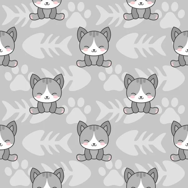 Cat Nahtlose Muster Hintergrund Zeichentrickkätzchen Vektor Illustration — Stockvektor