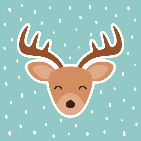 Cute Reindeer Cartoon Deer Pattern Icon Snow Christmas Vector Illustration — Stock Vector