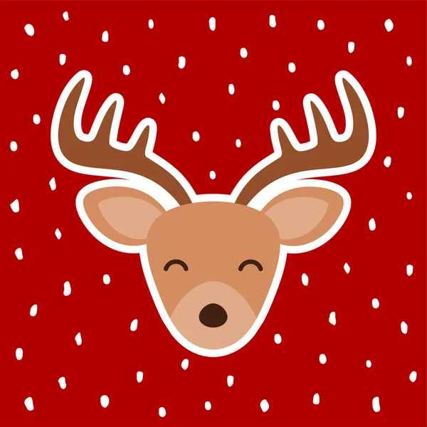 可爱的驯鹿卡通鹿图案图标与雪 圣诞节矢量图解 — 图库矢量图片