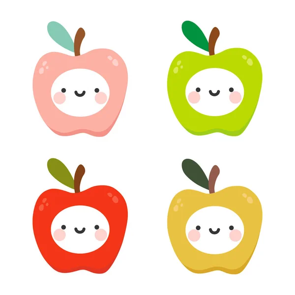 Icônes Vectorielles Illustration Fruits Pomme Mignon — Image vectorielle