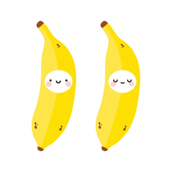 Carino Banana Frutta Vettore Illustrazione Icone — Vettoriale Stock