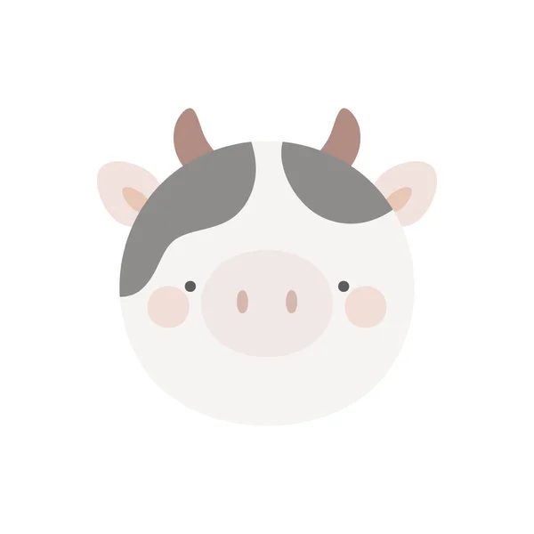 Mignonne Tête Vache Isolé Sur Fond Blanc — Image vectorielle