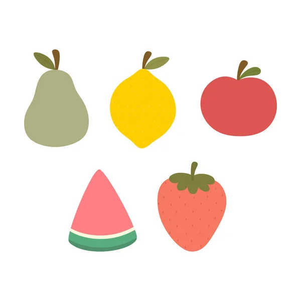 Reihe Von Süßen Früchten Vektorillustration — Stockvektor