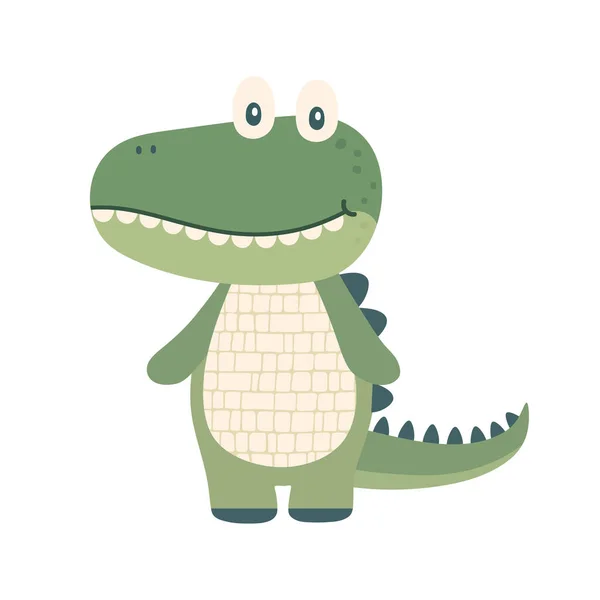 Schattig Krokodil Dier Karakter Vector Illustratie Ontwerp — Stockvector